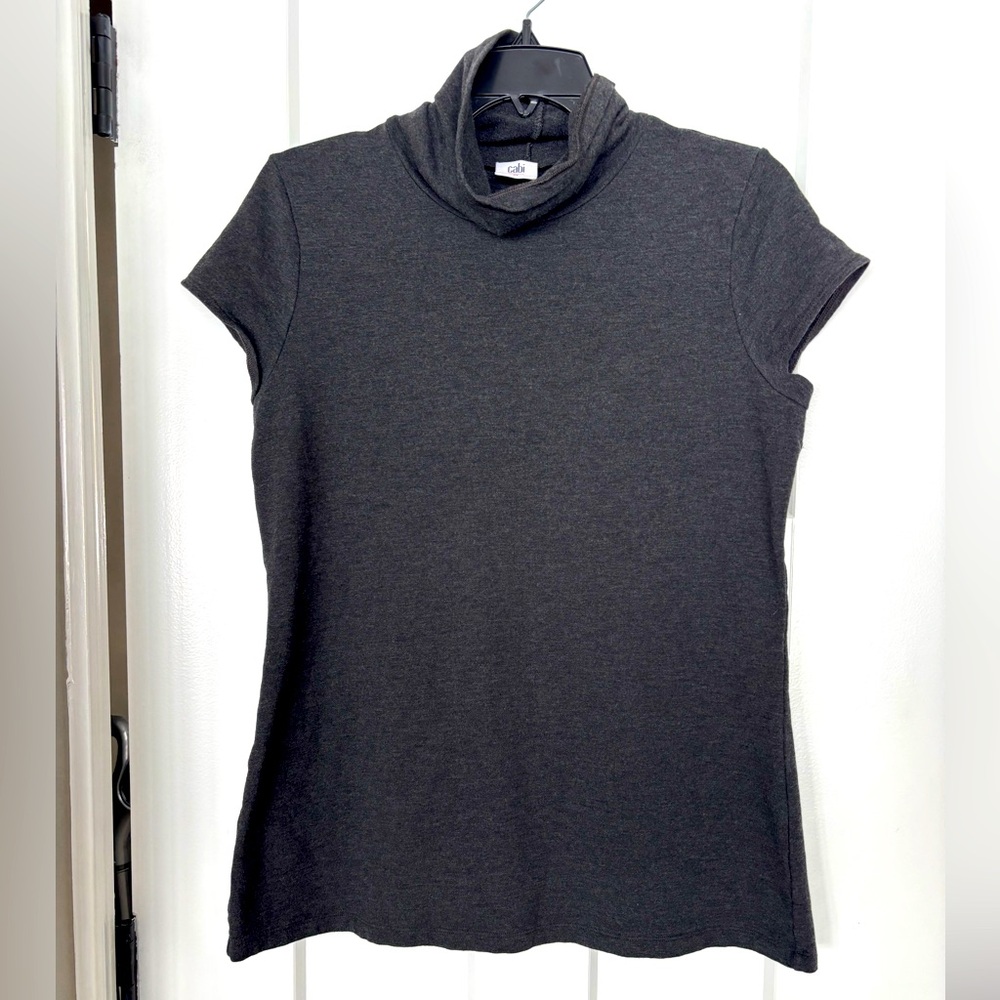 CAbi 3632 Roll Up Tee Cap Sleeve Turtleneck Medium EUC